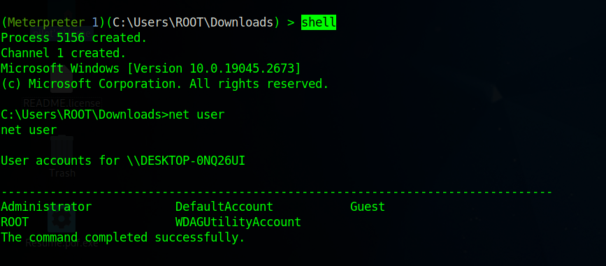 Commands Execution - SHELL and NET USER
